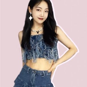 Blue destressed tube top very cute for the summer